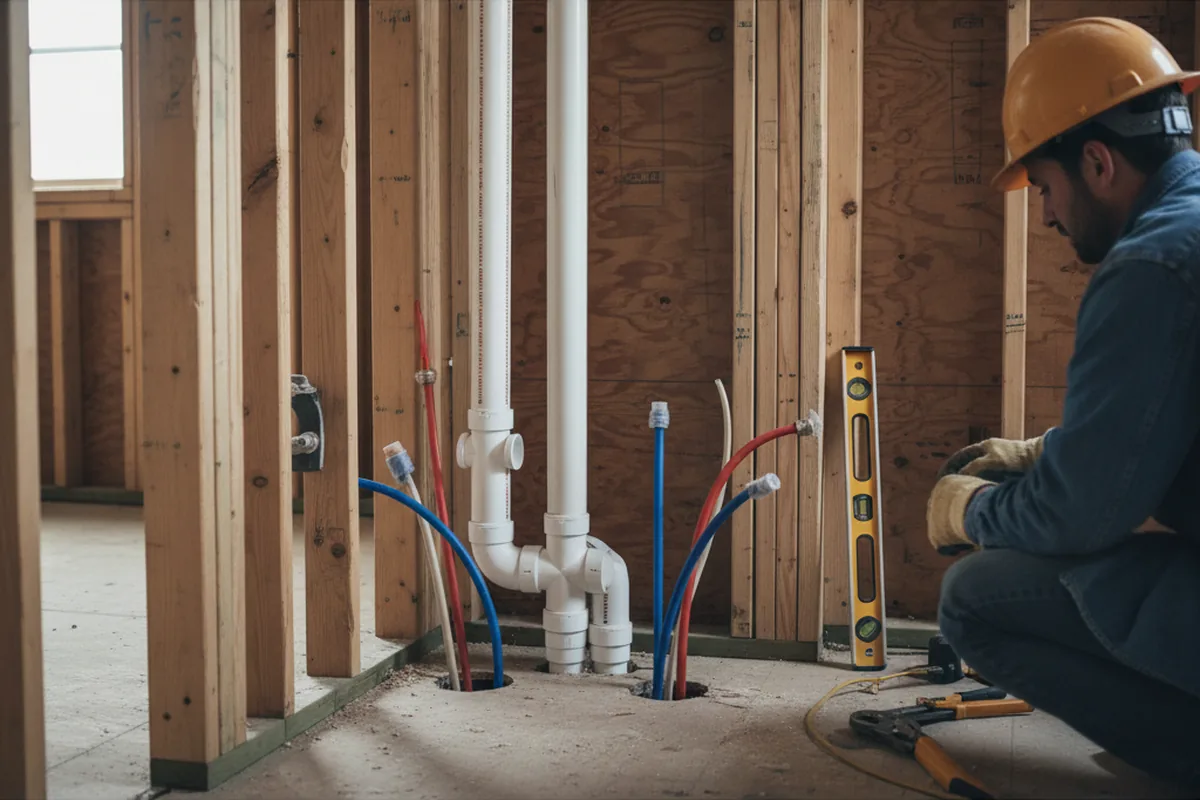 Drain and supply rough-in during Drain Cleaning in Portland
